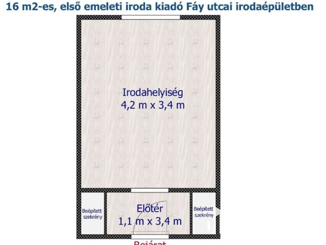 16 m2-es iroda kiadó Fáy utcai irodaépületben